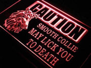 Caution Smooth Collie LED Light Sign - LED Gift Works