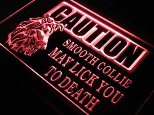 Caution Smooth Collie LED Light Sign - LED Gift Works