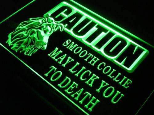 Caution Smooth Collie LED Light Sign - Way Up Gifts