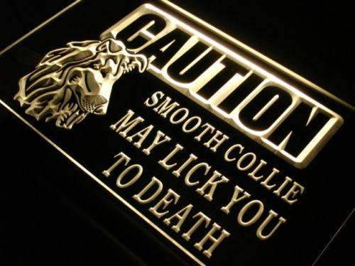 Caution Smooth Collie LED Light Sign - LED Gift Works