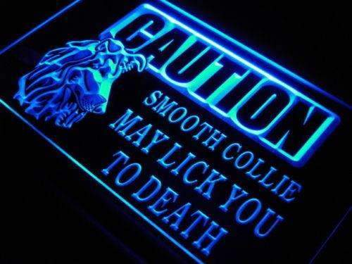 Caution Smooth Collie LED Light Sign - LED Gift Works