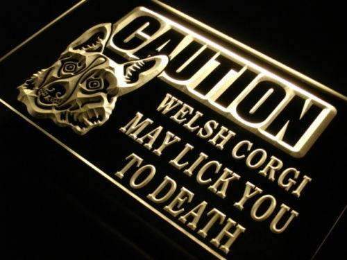 Caution Welsh Corgi LED Light Sign - Way Up Gifts