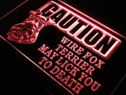 Caution Wire Fox Terrier LED Light Sign - LED Gift Works
