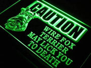 Caution Wire Fox Terrier LED Light Sign - LED Gift Works