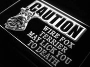 Caution Wire Fox Terrier LED Light Sign - LED Gift Works