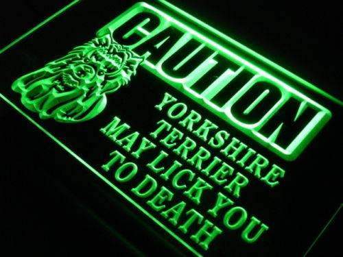 Caution Yorkshire Terrier LED Light Sign - LED Gift Works
