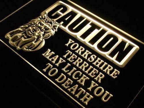 Caution Yorkshire Terrier LED Light Sign - LED Gift Works