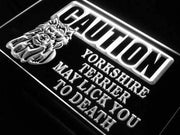 Caution Yorkshire Terrier LED Light Sign - LED Gift Works