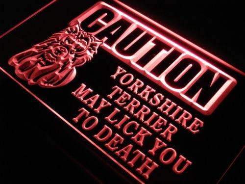 Caution Yorkshire Terrier LED Light Sign - LED Gift Works