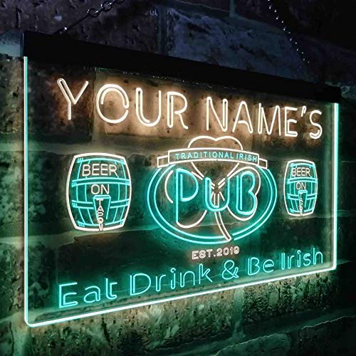 Personalized Traditional Irish Pub LED Light Sign - LED Gift Works