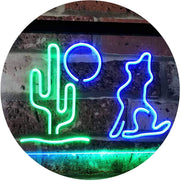 Cactus Moon Wolf LED Light Sign - LED Gift Works