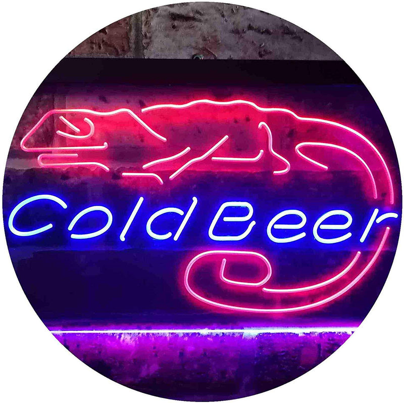 Lizard Cold Beer LED Light Sign - LED Gift Works