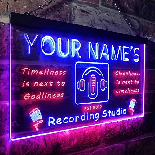 Personalized Recording Studio LED Light Sign - LED Gift Works