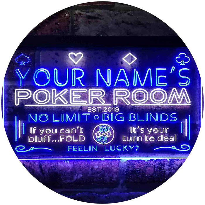 Personalized Poker Room LED Light Sign - Way Up Gifts