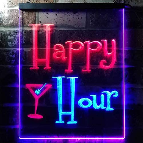 Happy Hour Cocktails Bar LED Light Sign - LED Gift Works