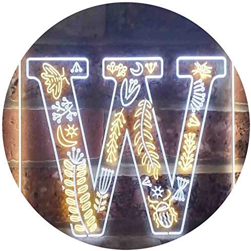 Family Name Letter W Monogram Initial LED Light Sign - Way Up Gifts