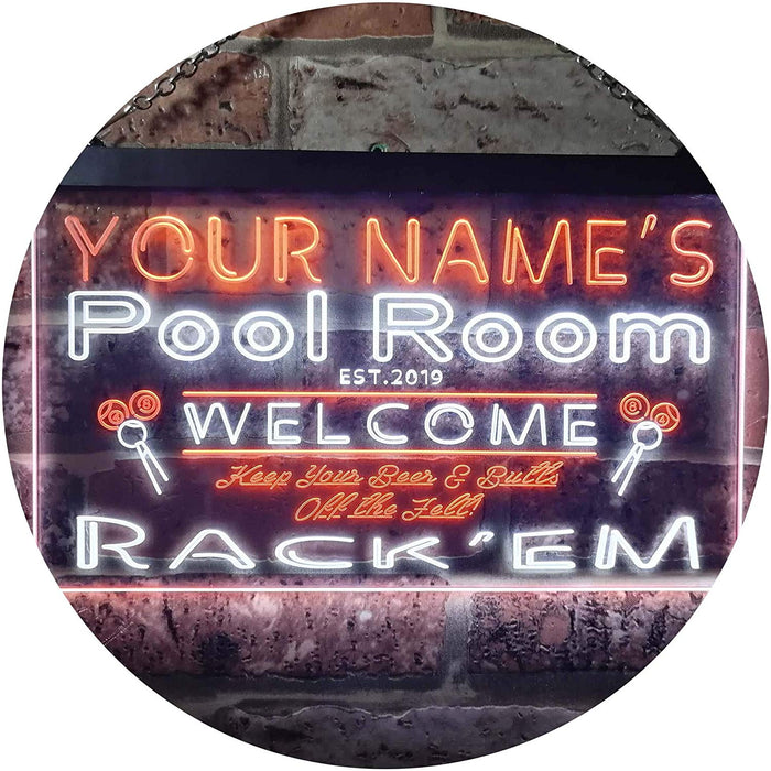 Personalized Billiards Pool Room LED Light Sign - Way Up Gifts