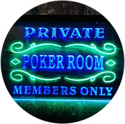 Private Poker Room Members Only LED Light Sign - LED Gift Works