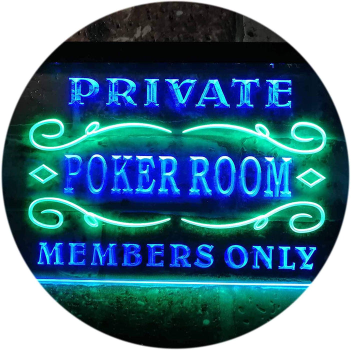 Private Poker Room Members Only LED Light Sign - Way Up Gifts