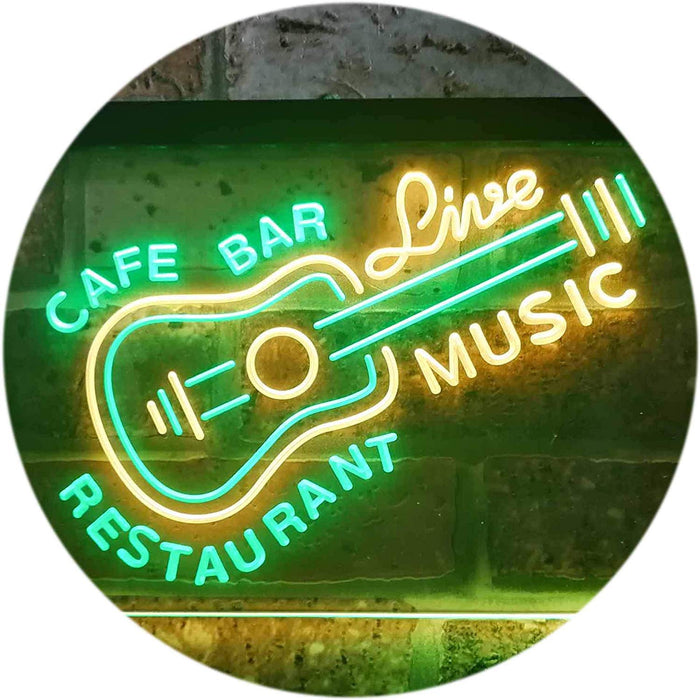 Guitar Cafe Bar Restaurant Live Music LED Light Sign - Way Up Gifts