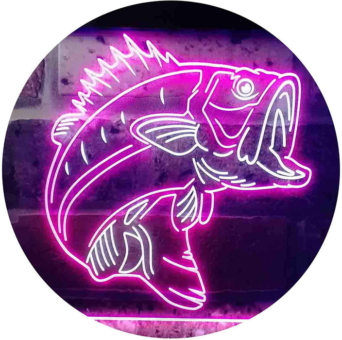 Bass Fish Cabin Decor Fishing Bait Store LED Light Sign - Way Up Gifts