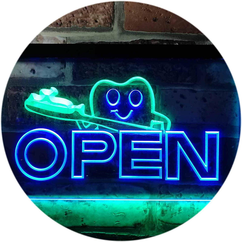 Open Toothbrush Dentist LED Light Sign - LED Gift Works