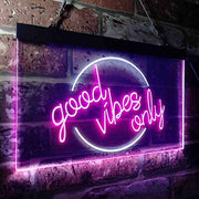 Good Vibes Only Circle LED Light Sign - LED Gift Works