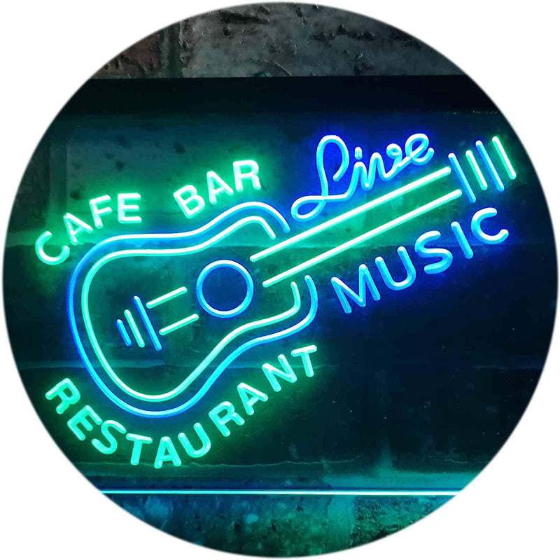 Guitar Cafe Bar Restaurant Live Music LED Light Sign - LED Gift Works