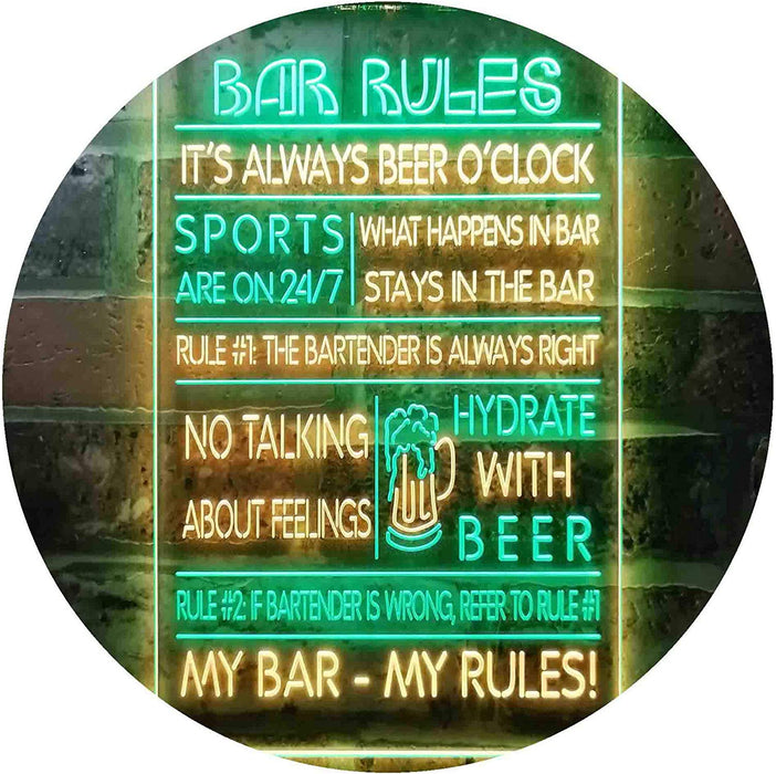 Bar Rules LED Light Sign - Way Up Gifts