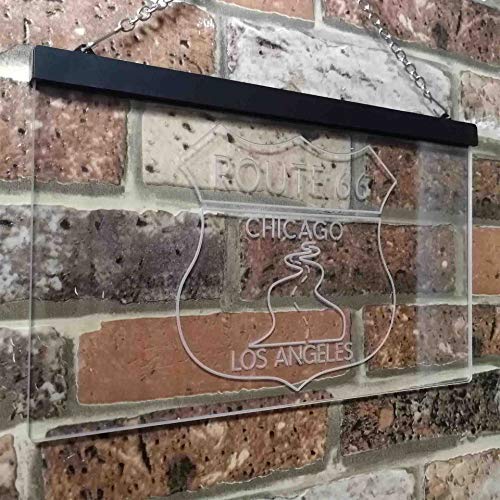 Chicago to Los Angeles Route 66 LED Light Sign - LED Gift Works