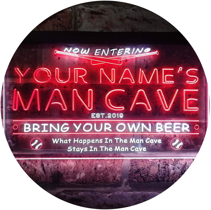 Personalized Sports Baseball Theme Man Cave LED Light Sign - Way Up Gifts