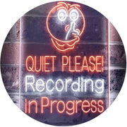 Quiet Please Recording in Progress Studio LED Light Sign - LED Gift Works