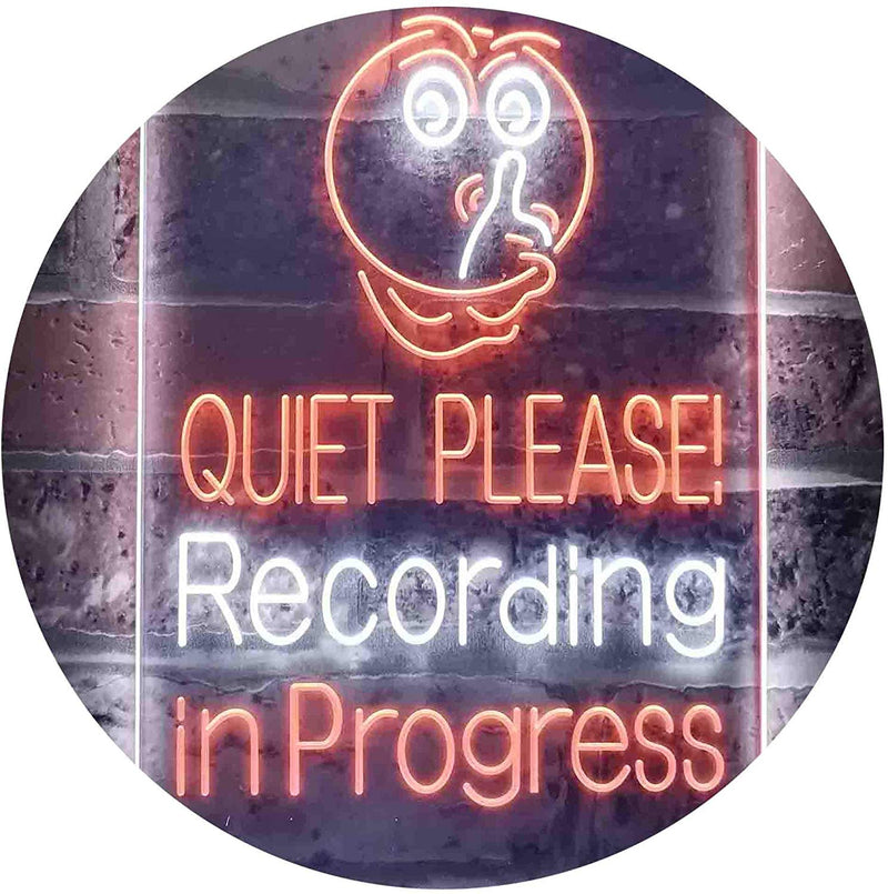 Quiet Please Recording in Progress Studio LED Light Sign - LED Gift Works