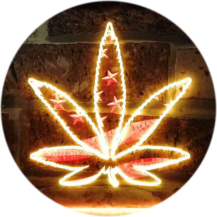 Marijuana Leaf USA Flag LED Light Sign - Way Up Gifts