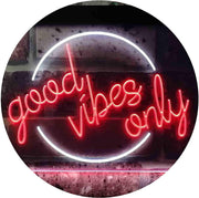 Good Vibes Only Circle LED Light Sign - LED Gift Works