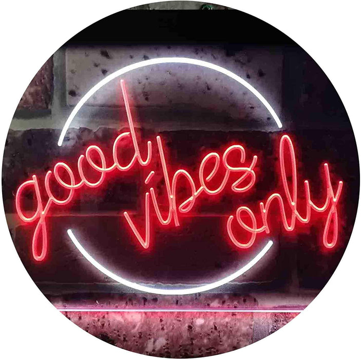 Good Vibes Only Circle LED Light Sign - Way Up Gifts