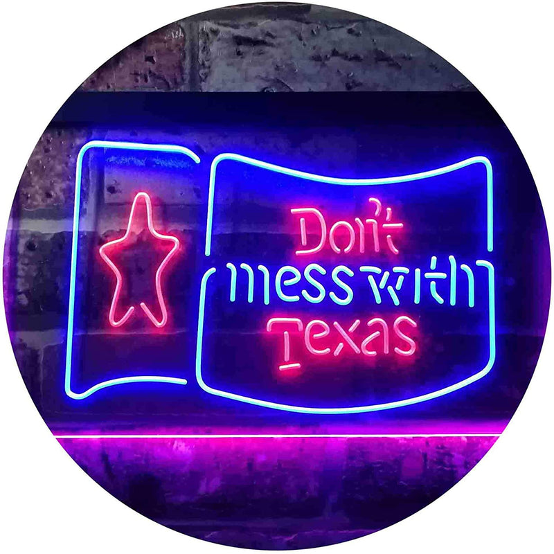 Don't Mess with Texas Flag Garage LED Light Sign - LED Gift Works