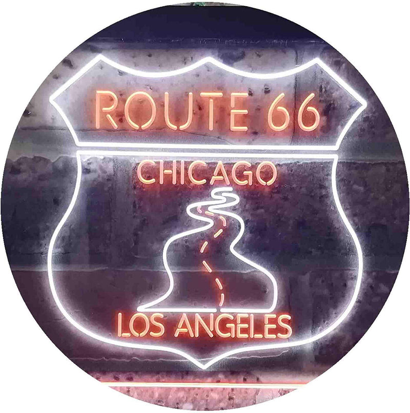 Chicago to Los Angeles Route 66 LED Light Sign - LED Gift Works