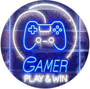 Gamer Play Win Game Room LED Light Sign - LED Gift Works