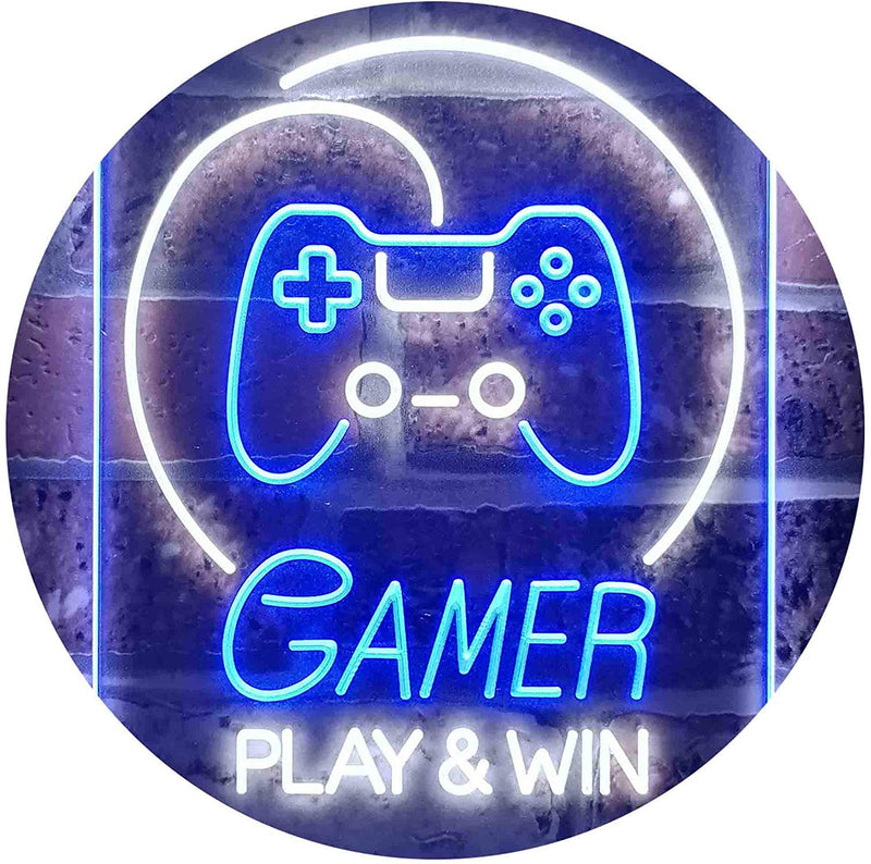 Gamer Play Win Game Room LED Light Sign - LED Gift Works