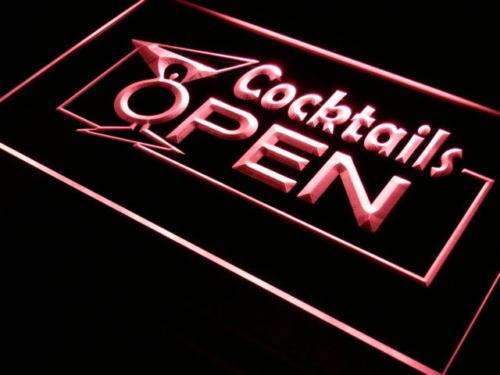 Cocktails Open LED Light Sign - LED Gift Works