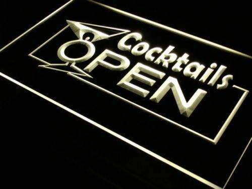 Cocktails Open LED Light Sign - LED Gift Works