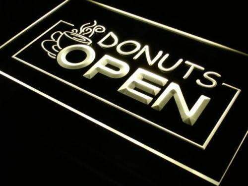 Coffee Donuts Open LED Light Sign - LED Gift Works