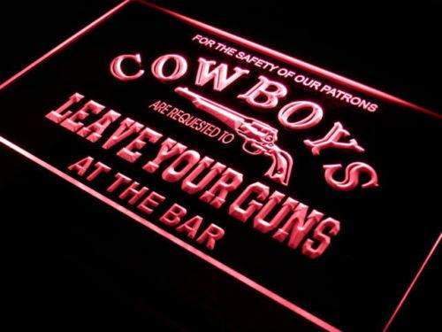 Cowboys Leave Guns Bar LED Light Sign - Way Up Gifts