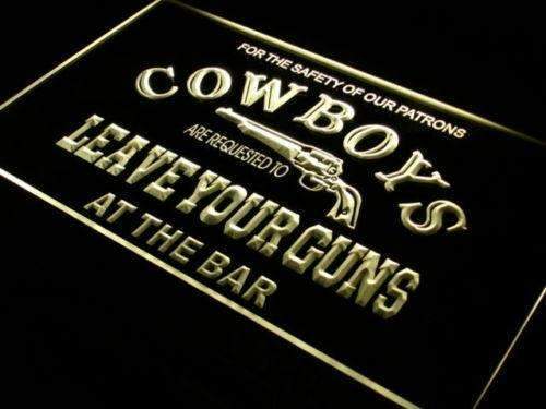 Cowboys Leave Guns Bar LED Light Sign - Way Up Gifts
