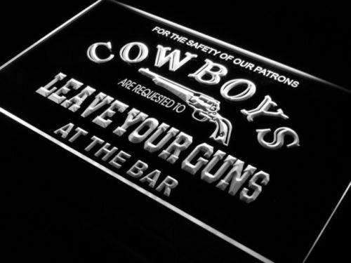 Cowboys Leave Guns Bar LED Light Sign - Way Up Gifts