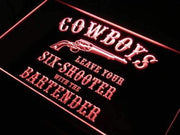Cowboys Leave Six Shooter Bar LED Light Sign - LED Gift Works