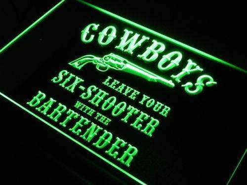 Cowboys Leave Six Shooter Bar LED Light Sign - LED Gift Works