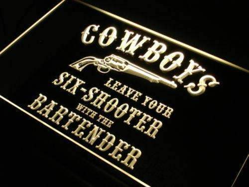 Cowboys Leave Six Shooter Bar LED Light Sign - LED Gift Works