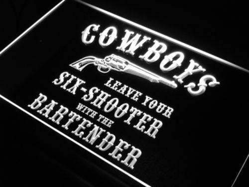 Cowboys Leave Six Shooter Bar LED Light Sign - Way Up Gifts